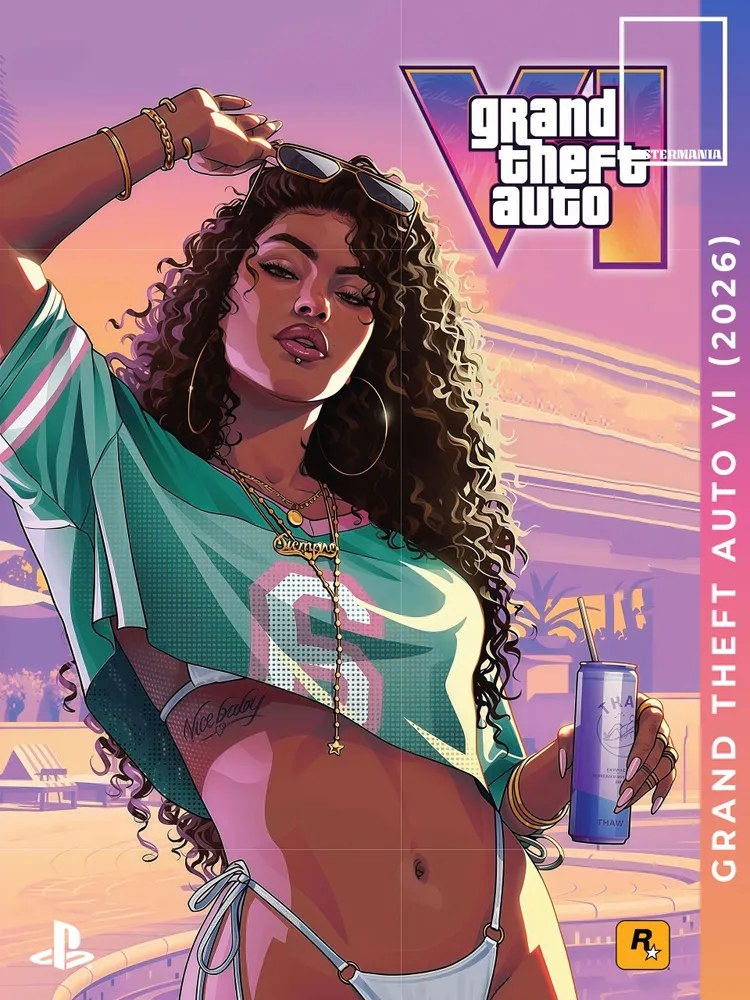 Иллюстрация персонажа GTA с яркой одеждой и аксессуарами